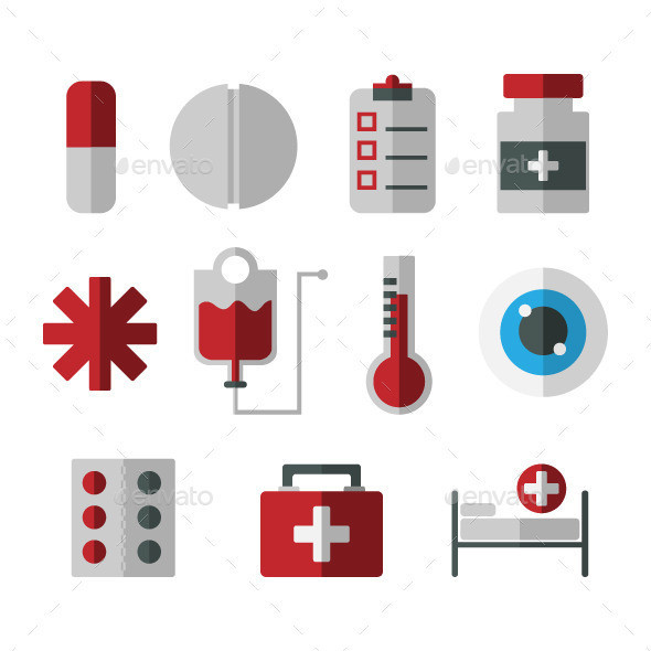 11 flat medicine icons