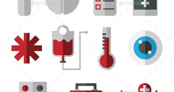 Box 11 flat medicine icons