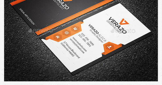 Box 68 orange vertical creative corporate business card template preview