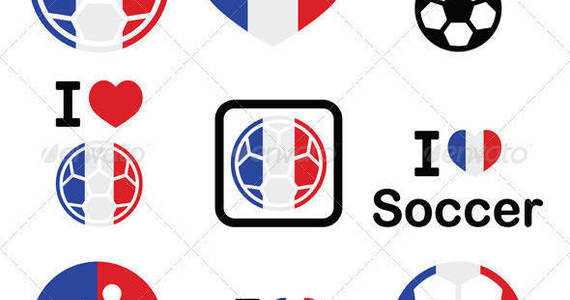 Box french football icons set prev
