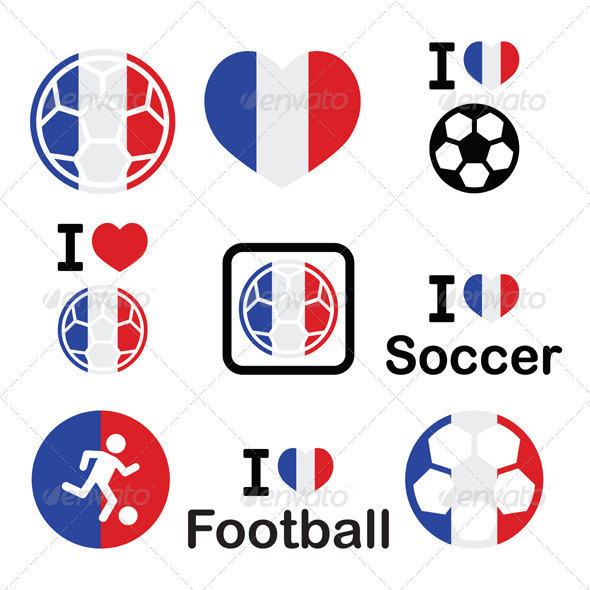 French football icons set prev