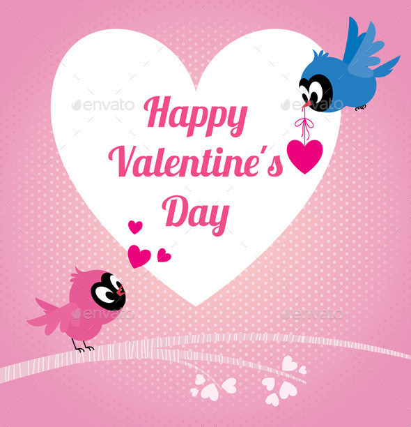 Lovers birds happy valentines