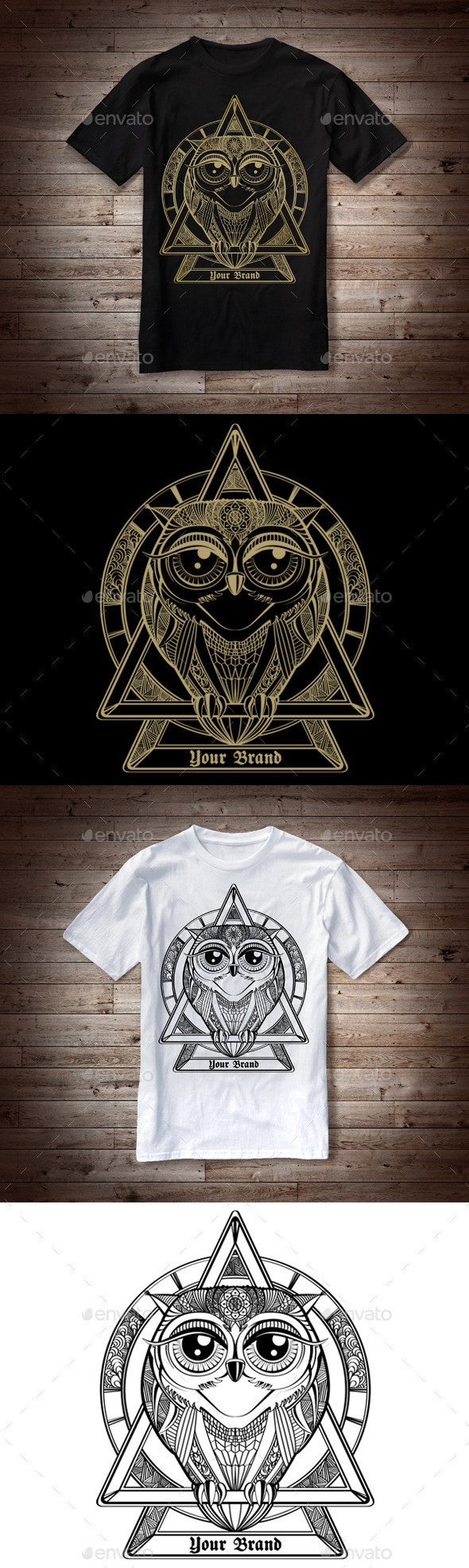 Owl bw tshirts preview