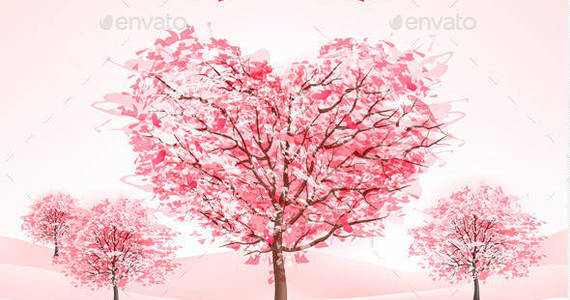 Box 01 abstract valentine background with pink trees t