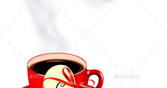 Box 01 holiday background with red cup of coffe t