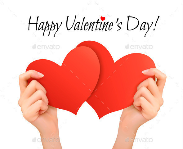 01 holiday background with women hands holding two hearts t