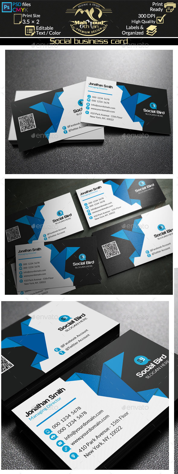 Social creative corporate business card preview