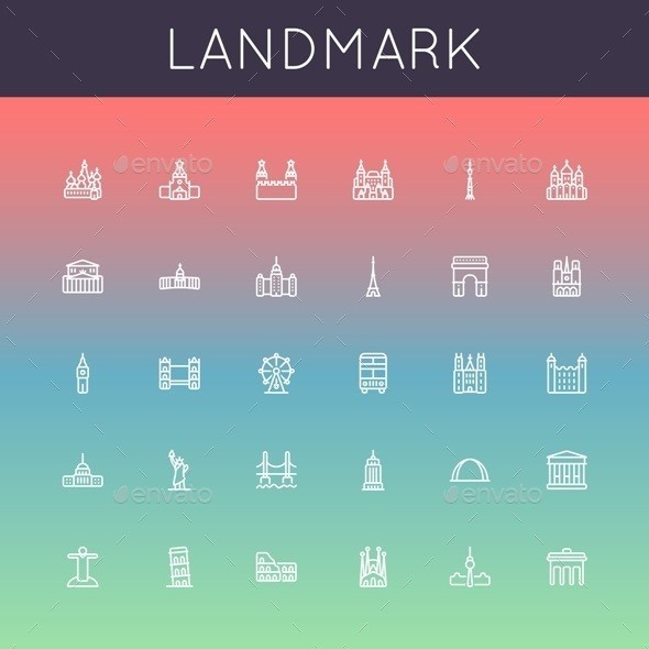 Vector 20landmark 20line 20icons