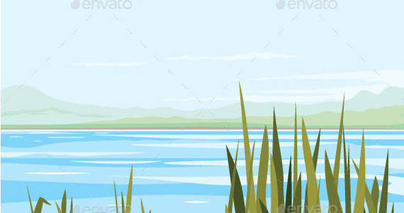 Box bulrush plants river landscape 590