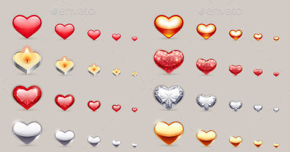 Box vector hearts set banner