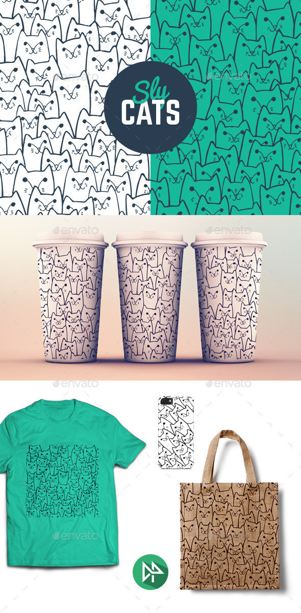 Cats pattern preview  envato  590x1200px