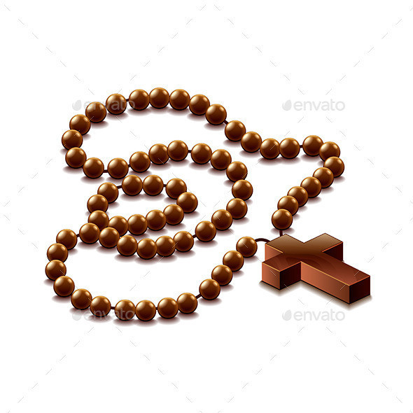 Rosary with cross isolated