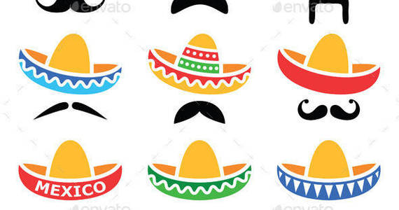 Box sombrero icons set colour prev