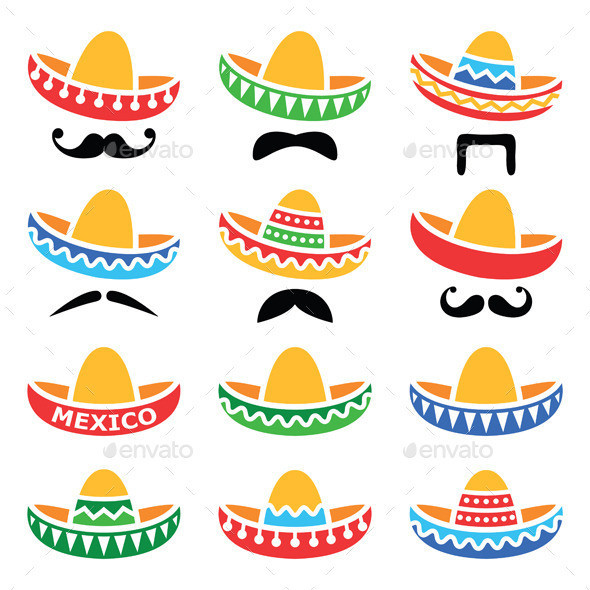 Sombrero icons set colour prev