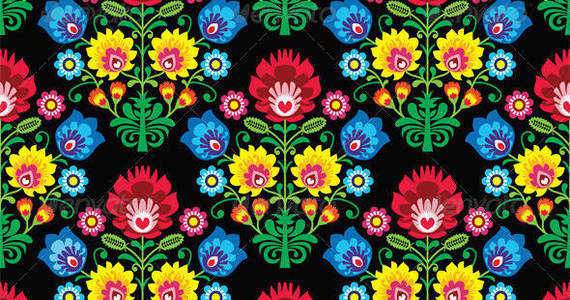 Box seamless polish folk pattern on black prev