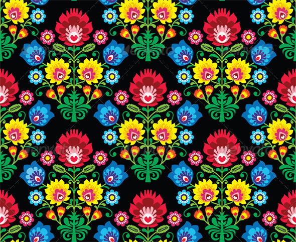 Seamless polish folk pattern on black prev