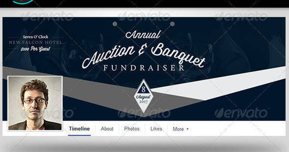 Box auction and banquet facebook timeline covers template preview