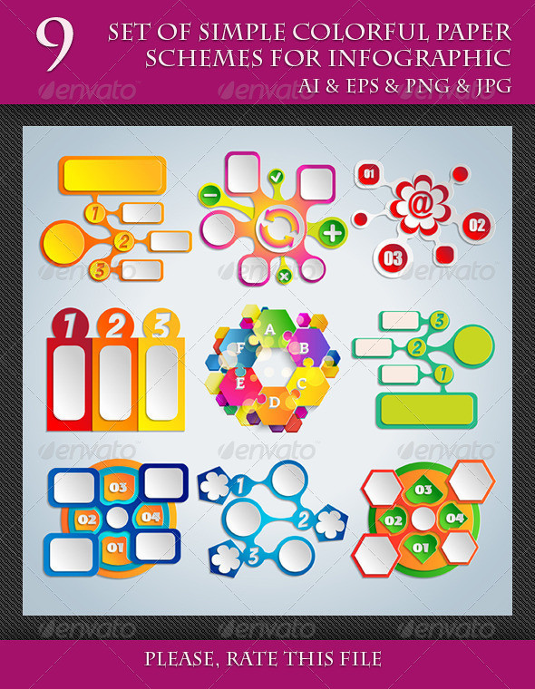 Set 20of 20simple 20colorful 20paper 20schemes 20for 20infographic