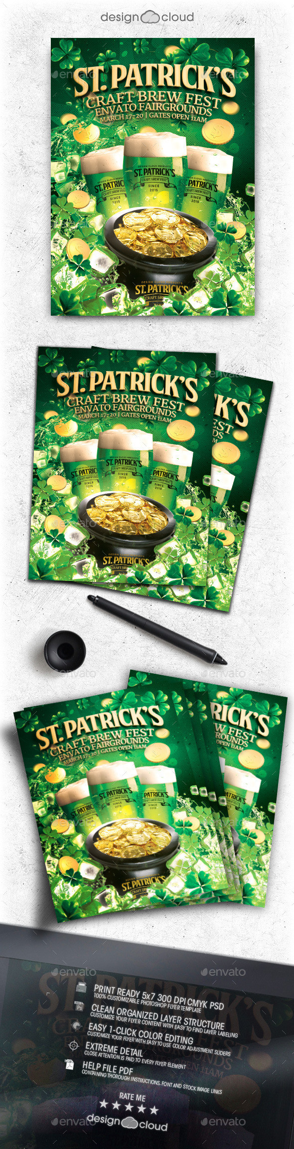 Preview st patricks day beer fest flyer template