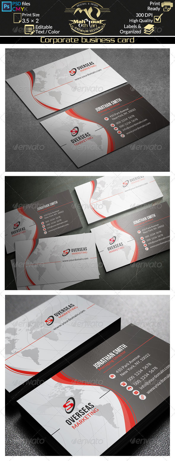 34 modern stylish red corporate business card preview