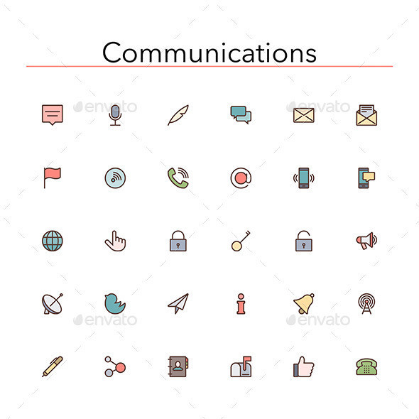 Communications 20colored 20line 20icons 20pr