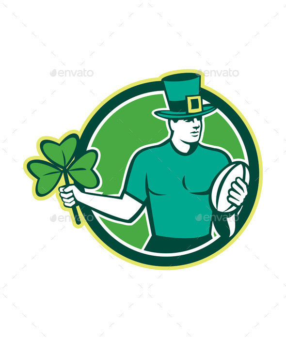 Rugby player irish clover leaf prvw