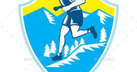 Box cross country runner mountains shield prvw