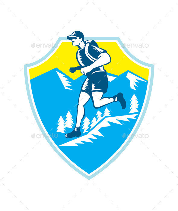 Cross country runner mountains shield prvw