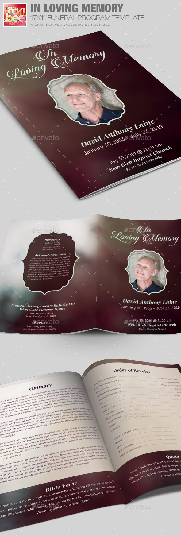 In loving memory funeral program preview 1