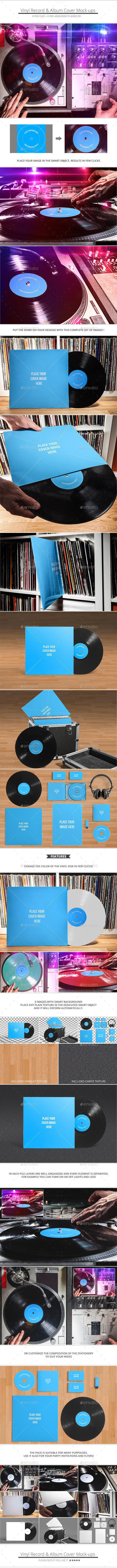 Vinyl record and album cover mock ups preview