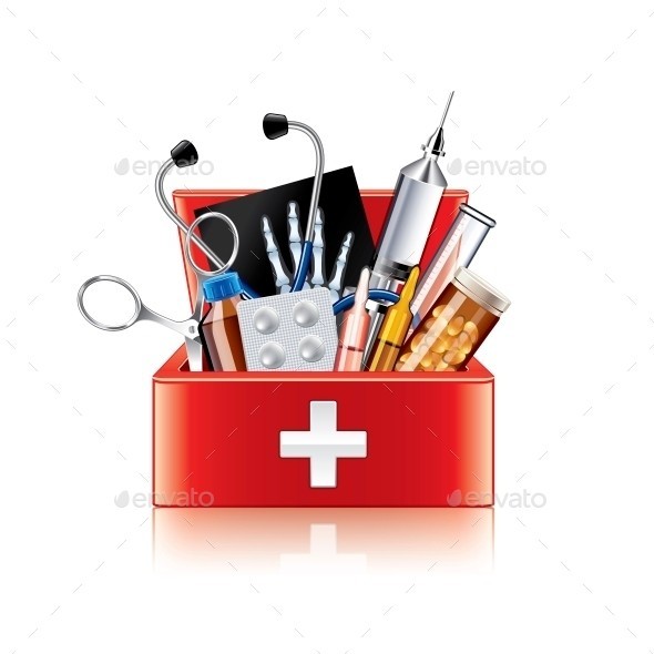 Medical equipment box isolated 01