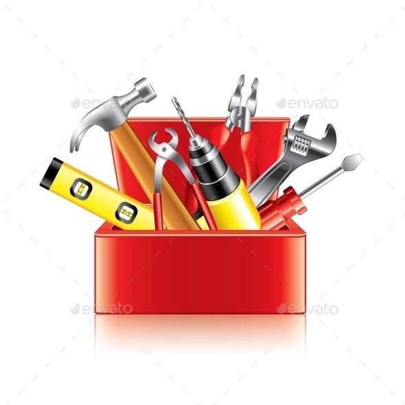 Tools box isolated 01