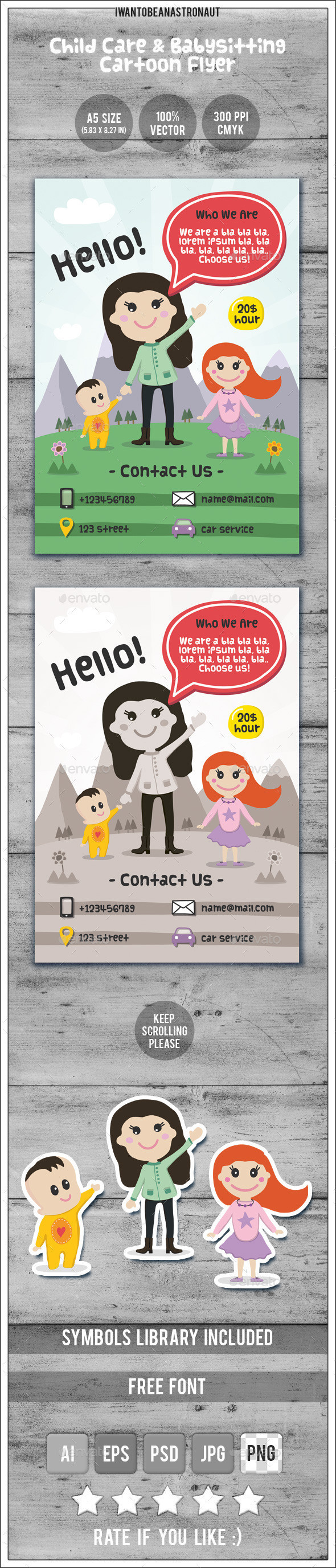 Child care babysitting cartoon flyer preview