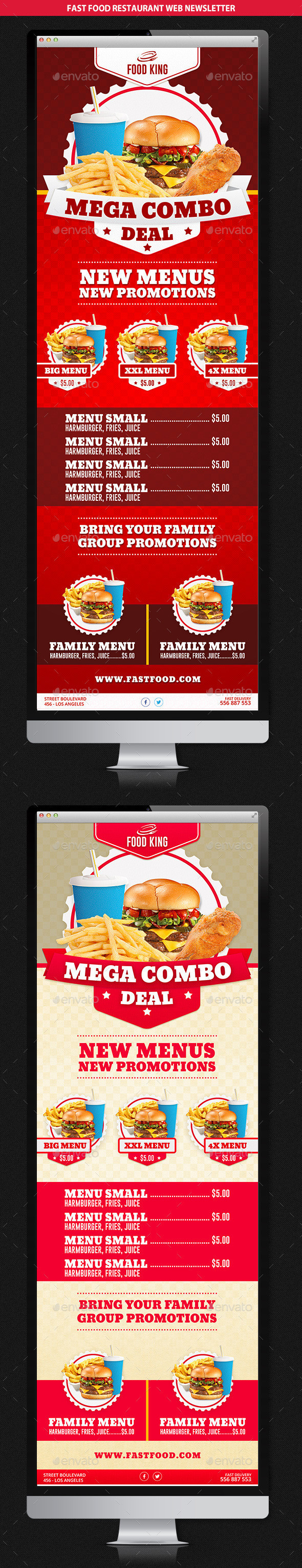 Restaurant fast food web newsletter showcase