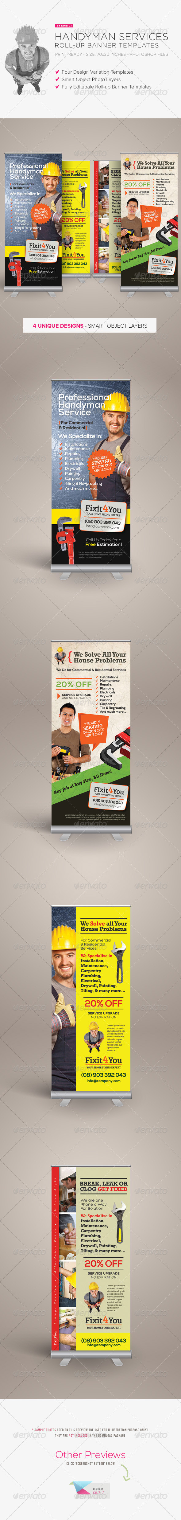 Graphic river handyman services roll up banners kinzi21