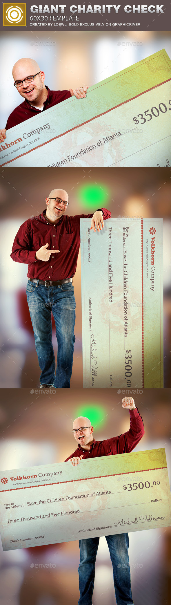 Giant charity check template image preview