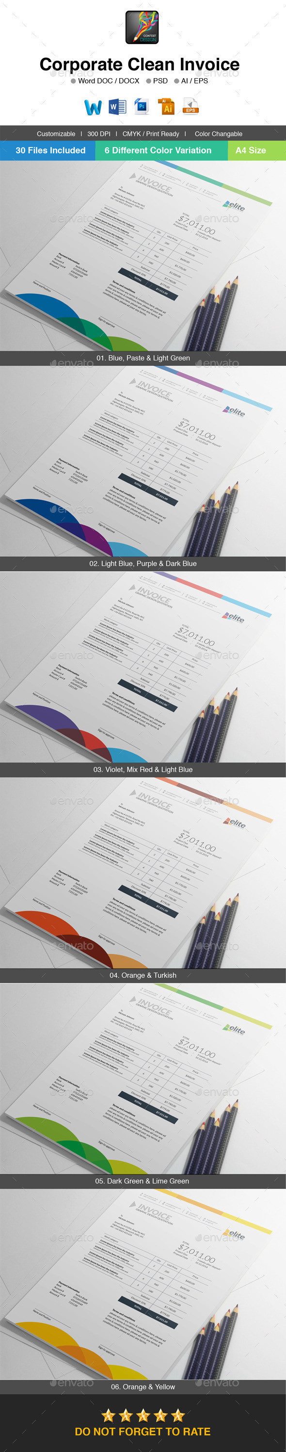 Elite corporate clean invoice template image preview