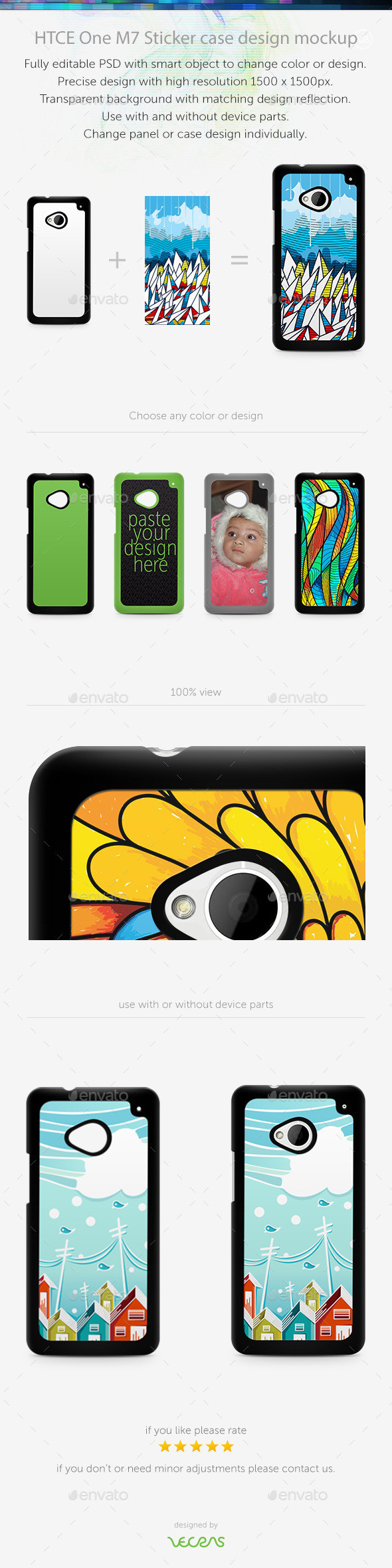 Preview htce one m7 stickercase mockup back
