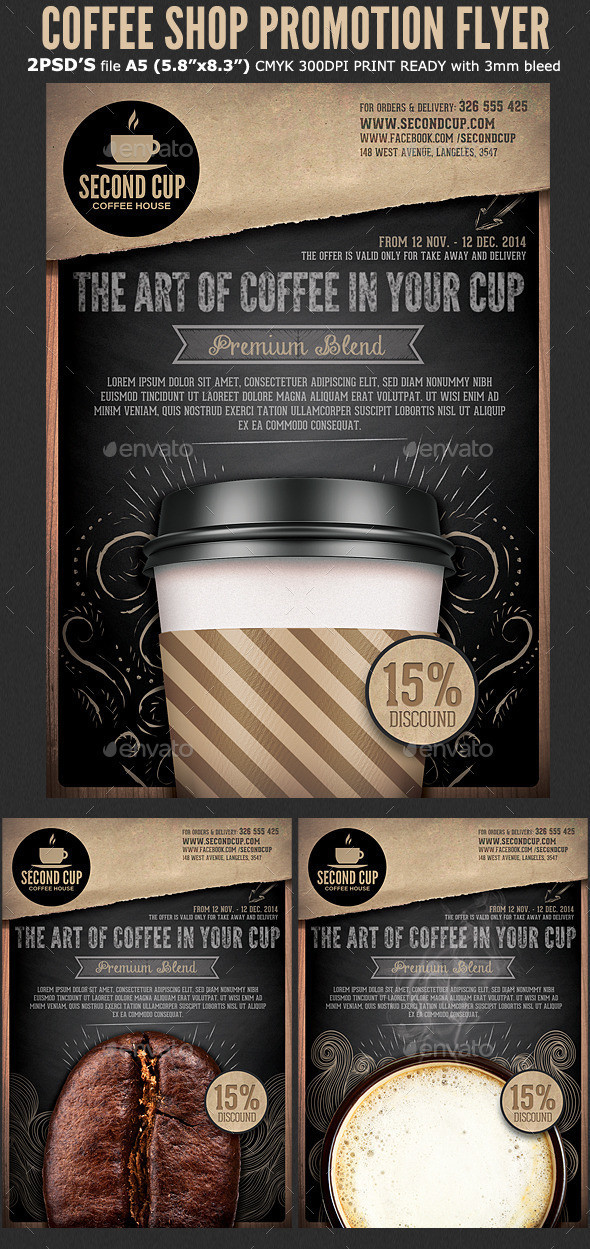 Coffee shop promotion flyer template preview