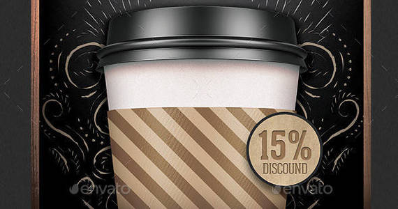 Box coffee shop promotion flyer template preview