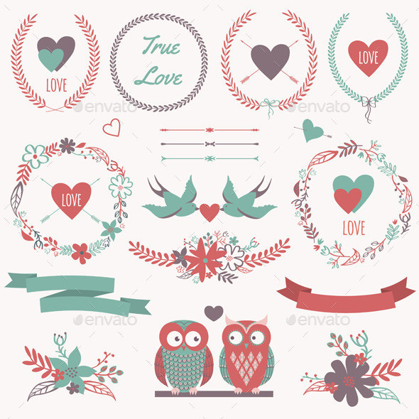 Romantic 20set 20with 20decorative 20elements 20preview