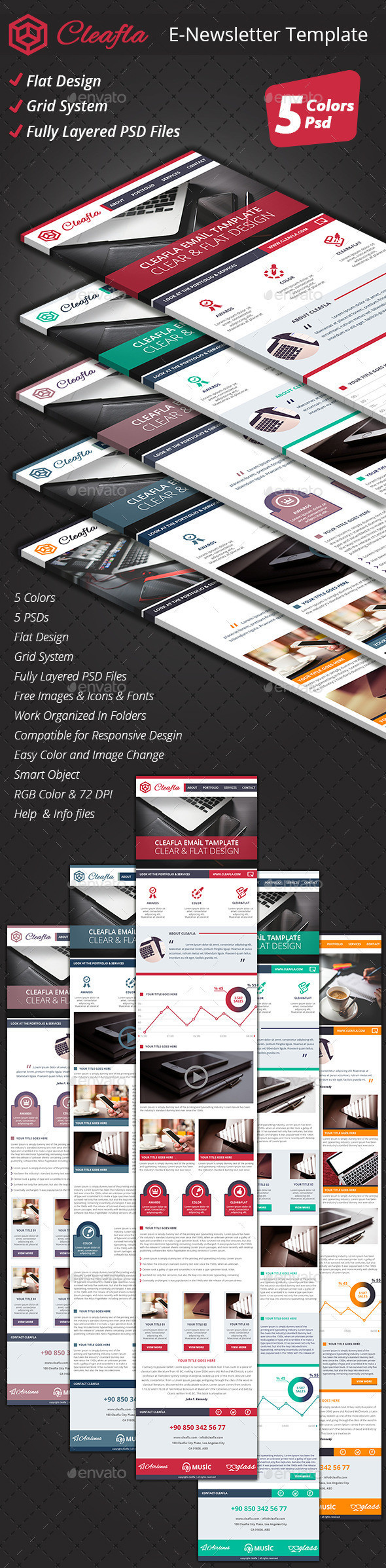 Cleafla e newsletter template screen
