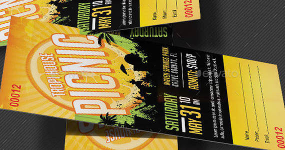Box tropical picnic ticket template preview