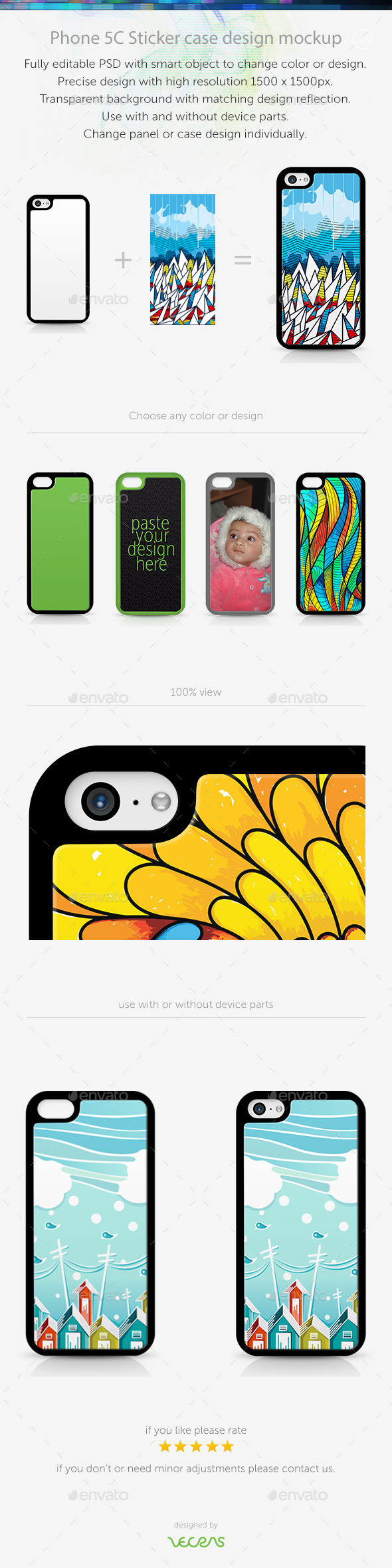 Preview phone 5c stickercas back
