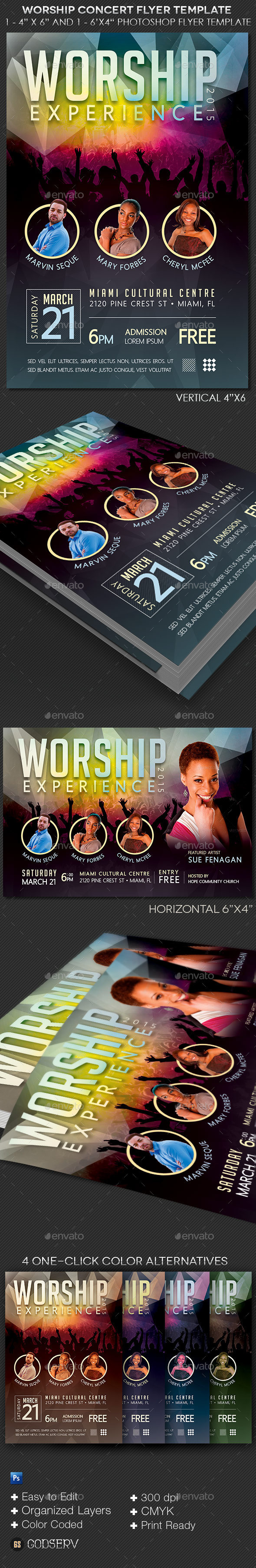 Worship concert flyer template  preview