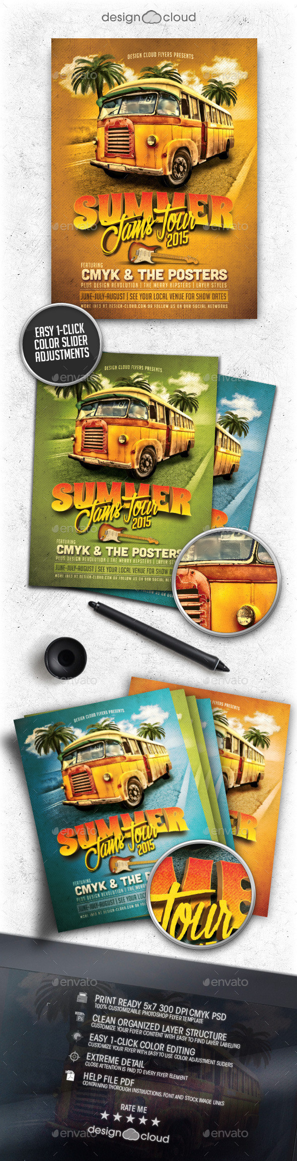 Preview summer jams tour poster flyer template