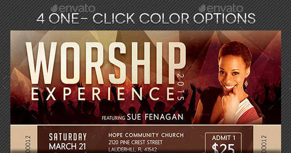 Box worship concert ticket template preview
