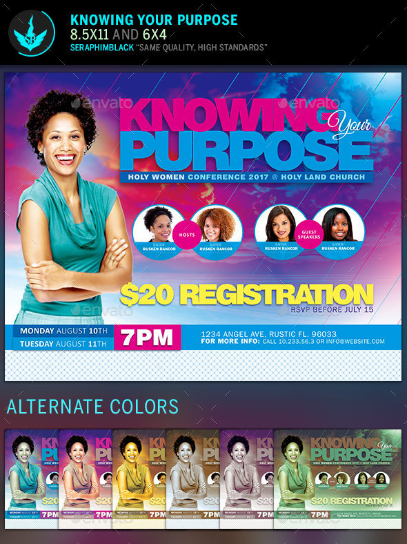 Knowing your purpose church flyer template preview