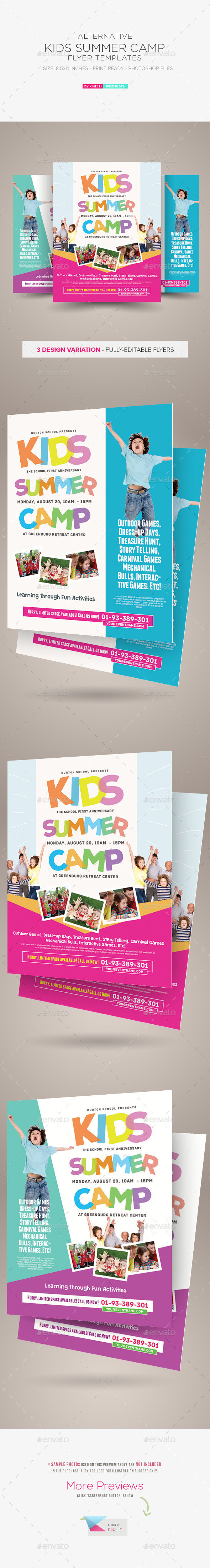 Graphic river kids summer camp flyer templates kinzishots