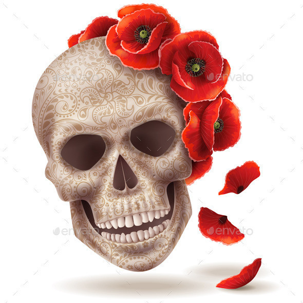 Skull poppy art preview